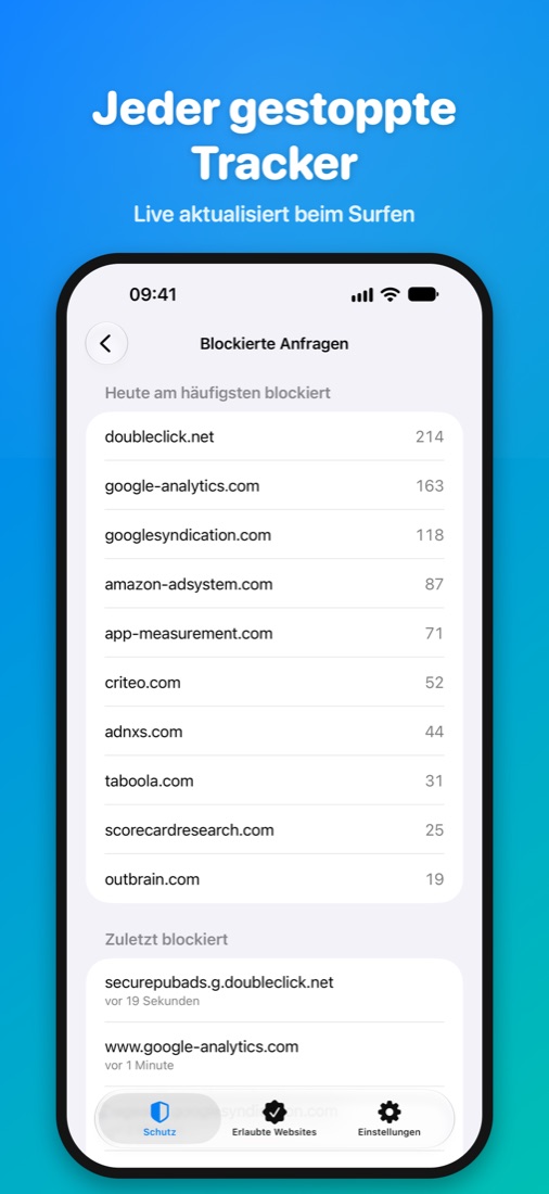 Jeder gestoppte Tracker — Live aktualisiert beim Surfen