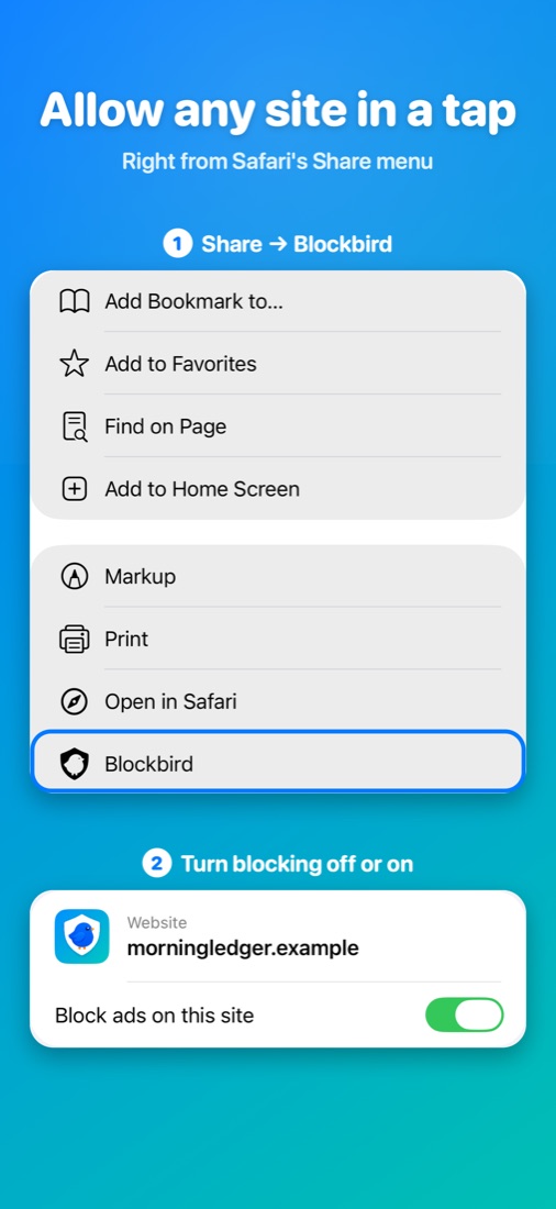 Allow any site in a tap — Right from Safari's Share menu